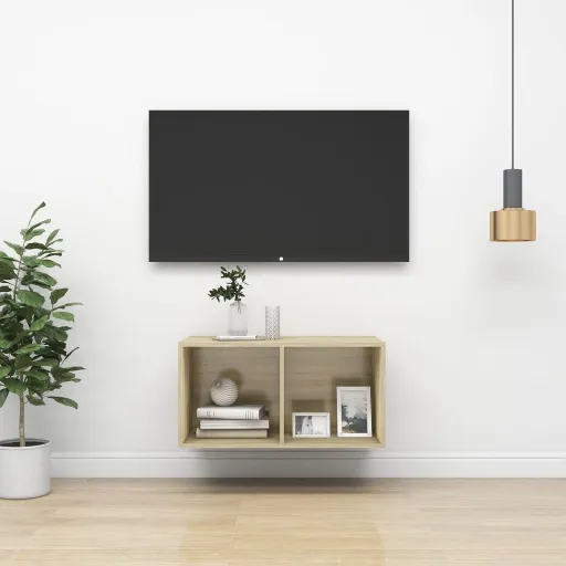 Mueble de Pared Para TV Madera Contrachapada Roble 37x37x72 cm