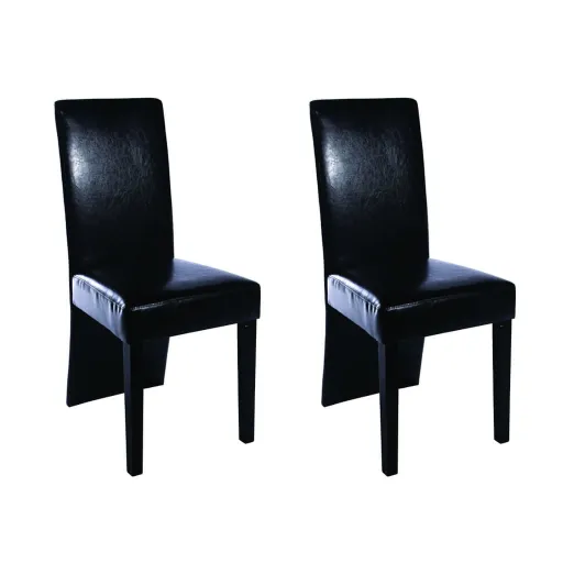 Sillas de Comedor 2 Unidades Cuero Sintético Negro