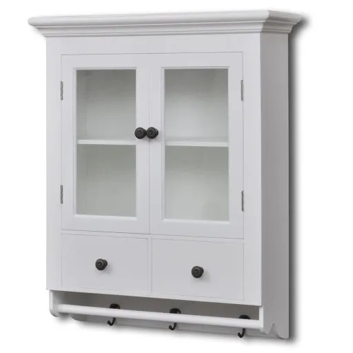 Armario de Cocina de Pared de Madera y Puerta de Vidrio Blanco