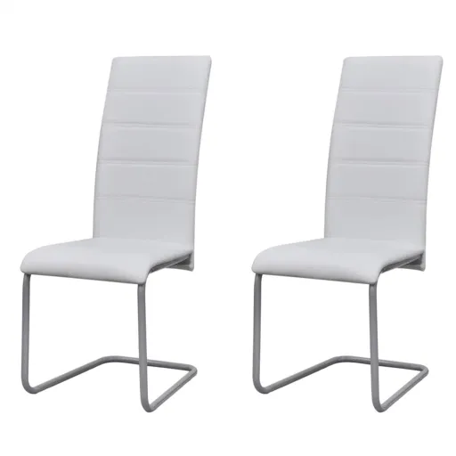 Sillas de Comedor Voladizas 2 Unidades Cuero Sintético Blanco