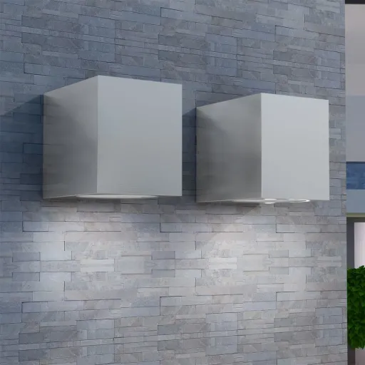 Lámparas de Pared Cúbicas Para Exteriores 2 Piezas