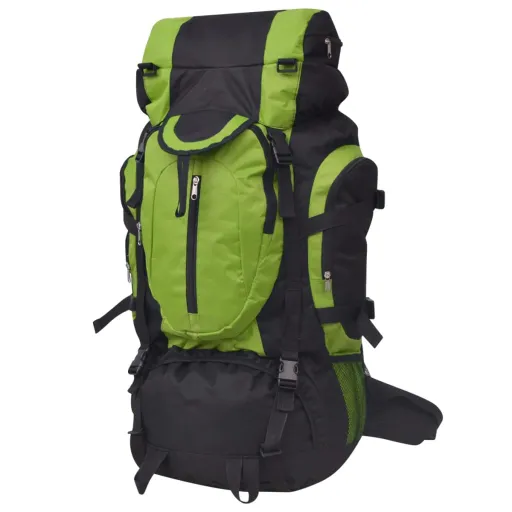 Mochila de Senderismo XXL Negro y Verde 75 l