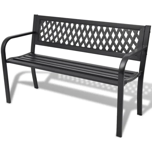Banco de Jardín de Acero Negro 118 cm