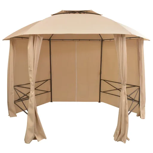 Carpa de Jardín Con Cortinas Hexagonal 360x265 cm