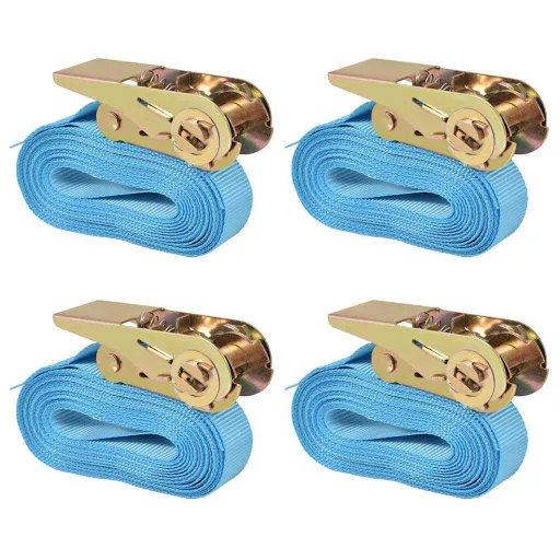 Correas de Sujeción de Trinquete 4 Uds 0,8 Ton 6mx25mm Azul