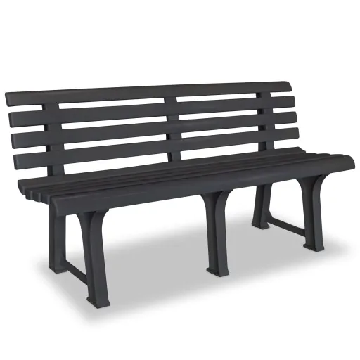 Banco de Jardín Plástico Gris Antracita 145,5 cm