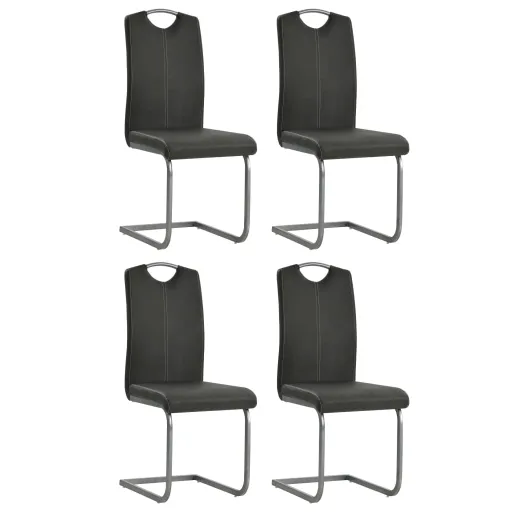 Sillas de Comedor Voladizas 4 Unidades Cuero Sintético Gris