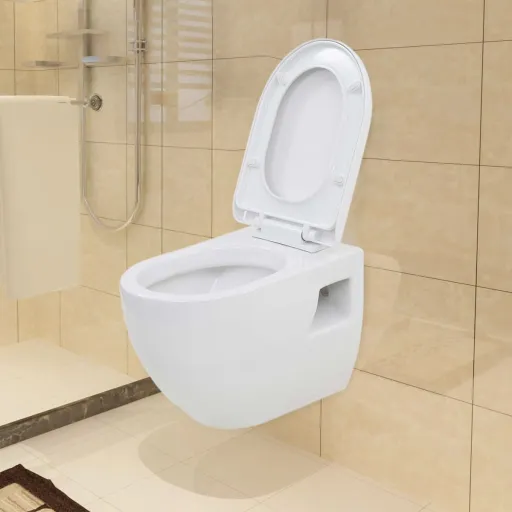 Inodoro de Montaje en Pared de Cerámica Blanco