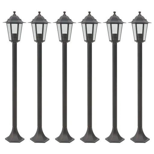 Farolas de Jardín Aluminio Bronce E27 110 cm 6 Unidades