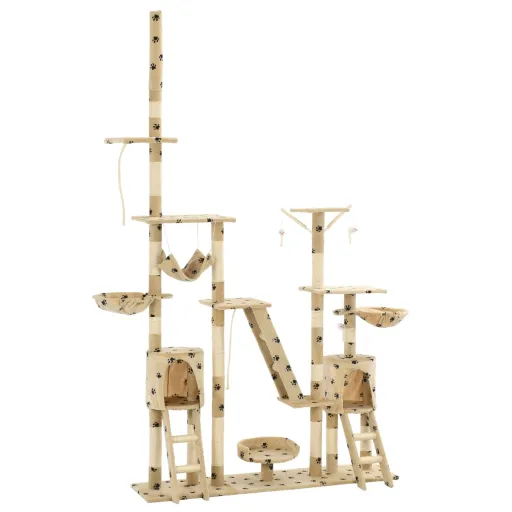 Rascador Para Gatos Con Poste de Sisal 230-250 cm Huellas Beige