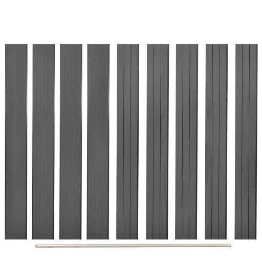 Tableros de Valla de Repuesto 9 Uds WPC Gris 170 cm