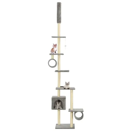Rascador Para Gatos Con Poste Rascador de Sisal 260 cm Gris