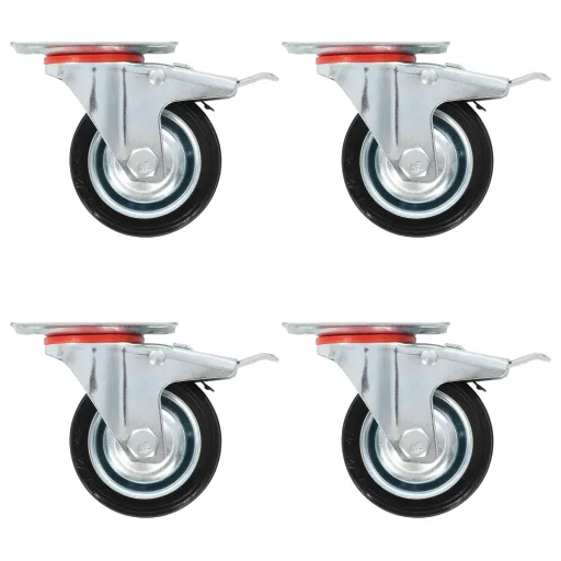Ruedas Giratorias Con Frenos Dobles 4 Unidades 75 mm