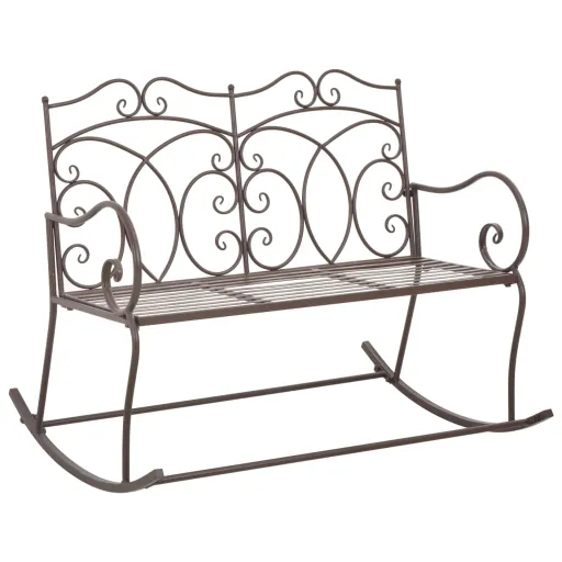 Banco de Jardín Metal Marrón Envejecido 104 cm