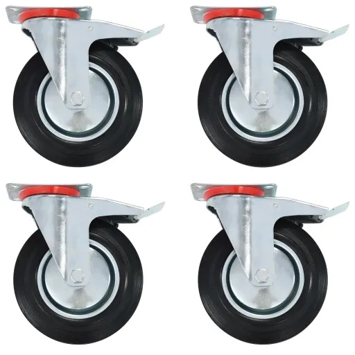 Ruedas Giratorias Con Frenos Dobles 4 Unidades 200 mm