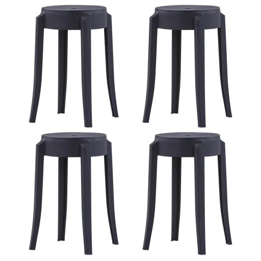 Taburetes Apilables 4 Unidades Plástico Negro