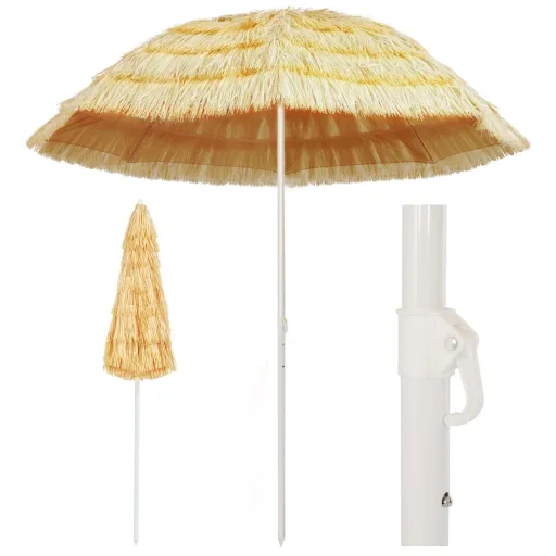 Sombrilla de Playa Estilo Hawaii Natural 240 cm