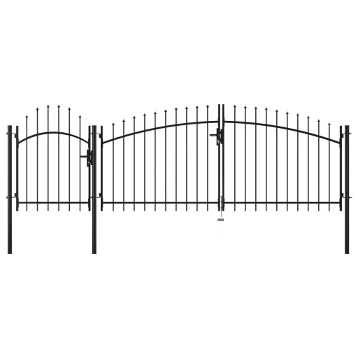 Puerta de Jardín de Acero Negro 1,5x4 m