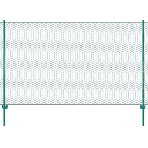 Valla de Malla Alambre Con Postes Acero Verde 25x2 m