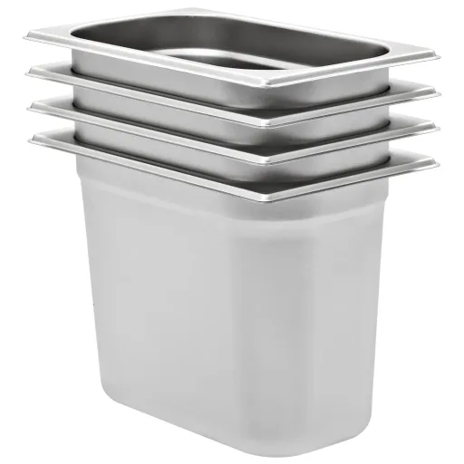 Bandejas Gastronorm 4 Unidades GN 1/4 200 mm Acero Inoxidable