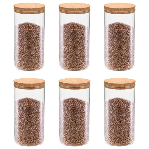 Tarros de Almacenaje Con Tapa de Corcho 6 Unidades 1400 ml