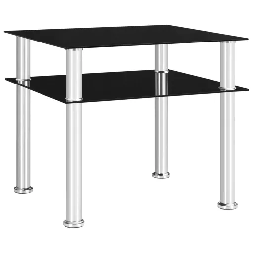 Mesa Auxiliar Vidrio Templado Negra 45x50x45 cm