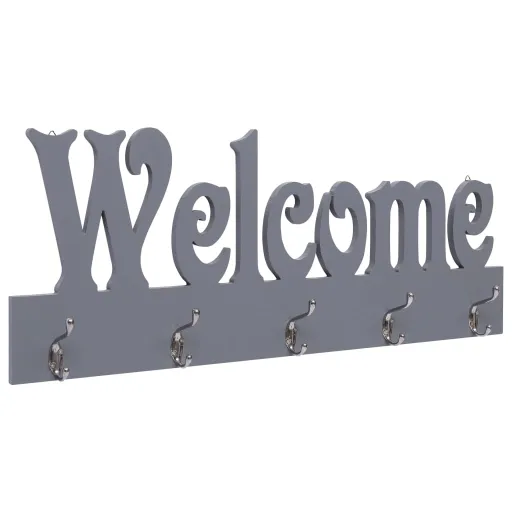 Perchero de Pared WELCOME Gris 74x29,5 cm