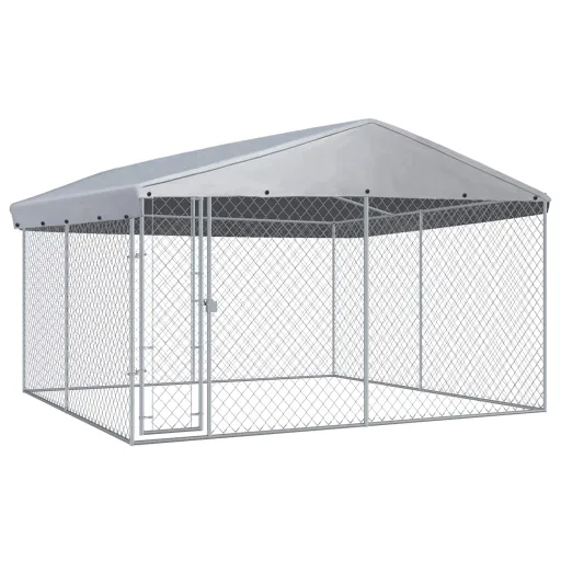 Perrera de Exterior Con Techo 382x382x225 cm