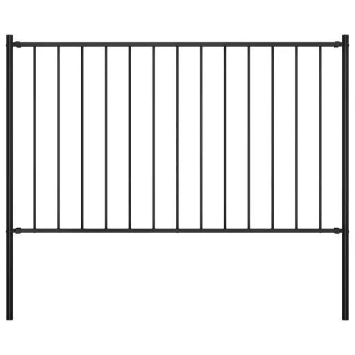 Panel de Valla Con Postes de Acero Con Recubrimiento en Polvo, 1,81 x 0,75 m, Color Negro