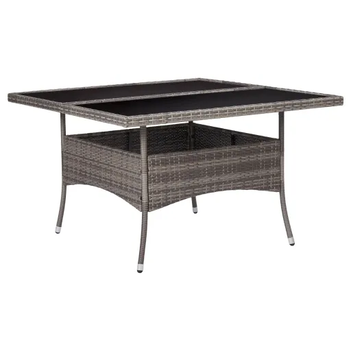 Mesa de Comedor de Jardín Ratán Sintético y Vidrio Gris