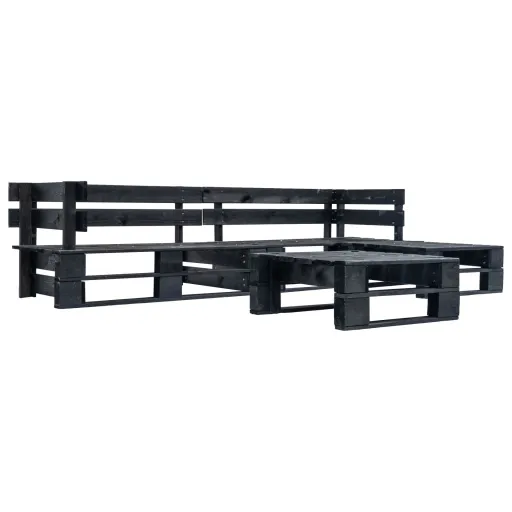 Set de Muebles de Palés Para Jardín 4 Piezas Madera Negro