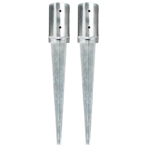 Picas de Tierra 2 Unidades Acero Galvanizado Plateado 8x61 cm