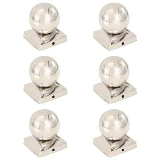 Tapas Para Postes 6 Uds Acero Inoxidable Globo Final 91x91 mm