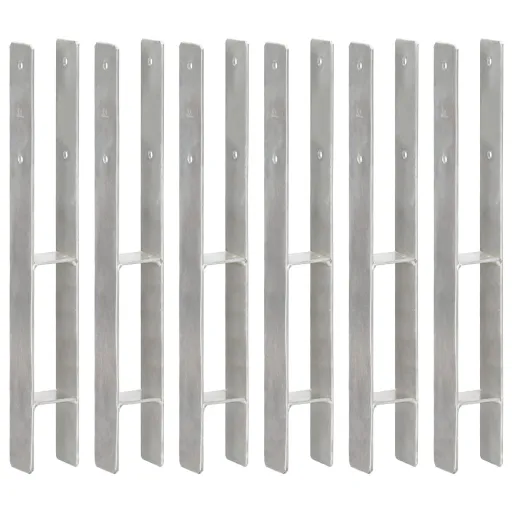 Anclajes de Valla 6 Uds Acero Galvanizado Plateado 7x6x60 cm