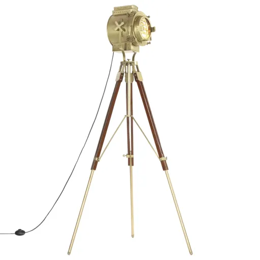 Lámpara de Suelo Con Trípode Madera Maciza de Mango 193 cm