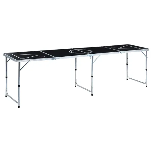 Mesa de Beer Pong Plegable Negro 240 cm