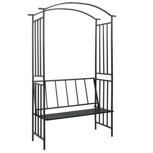 Arco de Jardín Con Banco Hierro Negro 128x50x207 cm