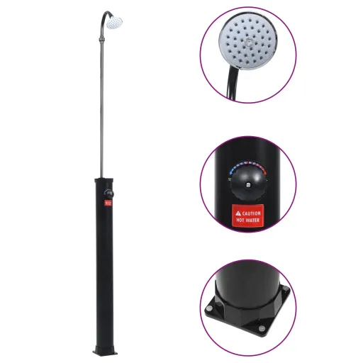 Ducha Solar de Jardín Negro 215 cm 8 L