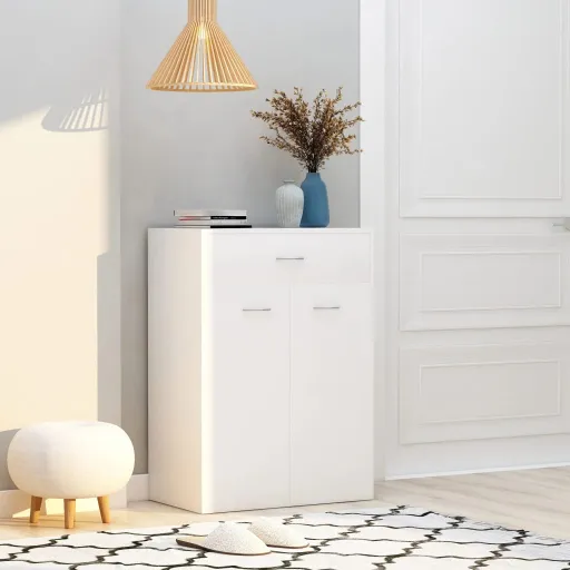 Mueble Zapatero de Madera Contrachapada Blanco 60x35x84 cm