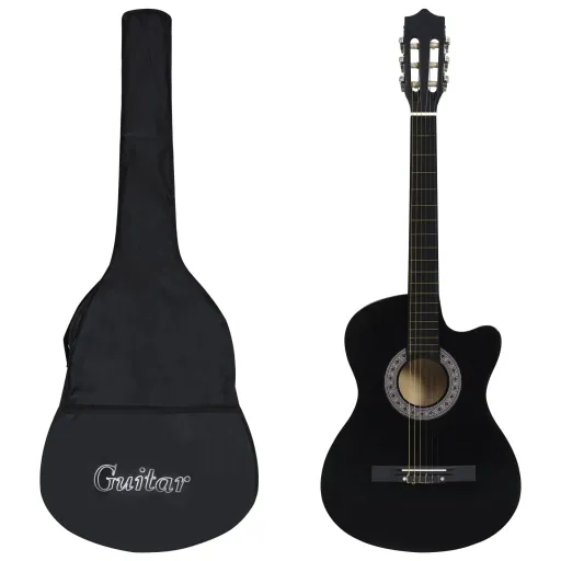 Set de Guitarra Clásica Occidental 12 Pzas 6 Cuerdas Negra 38"