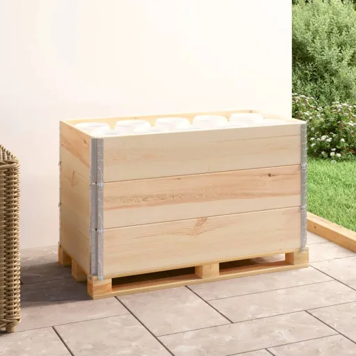 Collar de Caja de Palés 3 Uds Madera Maciza de Pino 50x100 cm