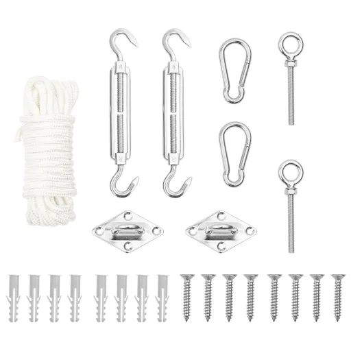 Juego de Accesorios Para Toldo de Vela 9 Pzas Acero Inoxidable