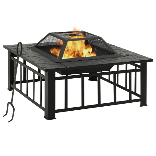 Brasero de Jardín Con Atizador Acero XXL 81x81x47 cm