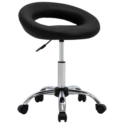 Silla de Trabajo Con Ruedas Cuero Sintético Negro