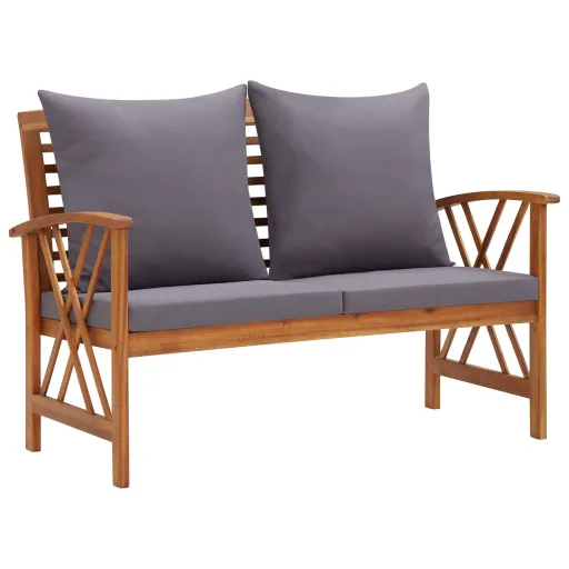 Banco de Jardín Con Cojines 119 cm Madera Maciza de Acacia