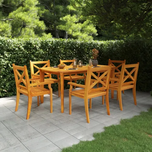 Mesa de Jardín Madera Maciza de Acacia 160x90x75 cm