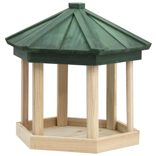 Comedero Para Pájaros Octogonal Madera Maciza de Abeto 33x30 cm