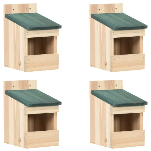 Casa Para Pájaros 4 Unidades Madera de Abeto 12x16x20 cm