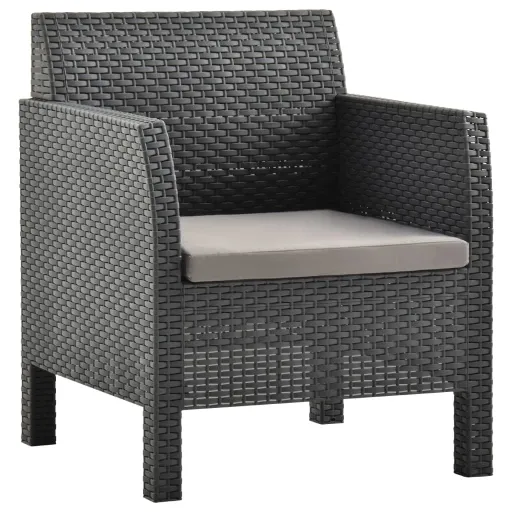 Silla de Jardín Con Cojín Antracita 63x65x76 cm Ratán PP