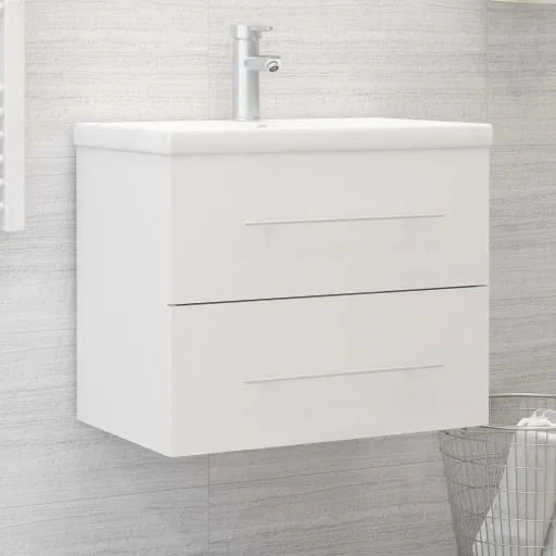Mueble de Lavabo Madera de Ingeniería Blanco 60x38,5x48 cm